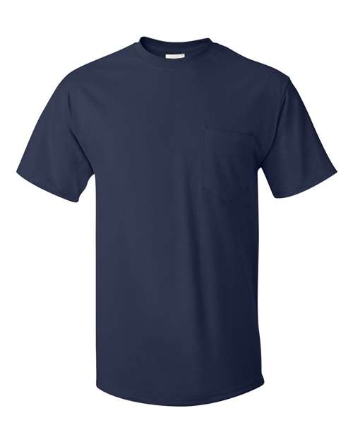 Hanes 5590 Unisex Authentic Pocket T-Shirt - Navy - front
