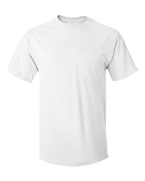 Hanes 5590 Unisex Authentic Pocket T-Shirt - White - front