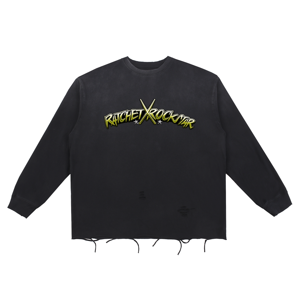 Snow Wash Raw Edge Cotton T-Shirt