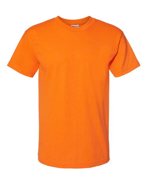 Bayside 1701 Unisex USA-Made 50/50 T-Shirt - Safety Orange - front