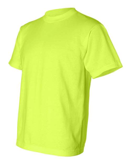 Bayside 1701 Unisex USA-Made 50/50 T-Shirt - Safety Green - side
