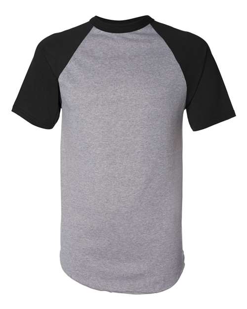 Augusta Sportswear 423 Unisex Raglan Baseball Jersey - Athletic Heather/ Black - front