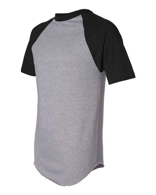 Augusta Sportswear 423 Unisex Raglan Baseball Jersey - Athletic Heather/ Black - side
