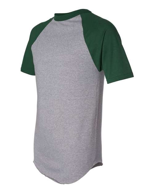 Augusta Sportswear 423 Unisex Raglan Baseball Jersey - Athletic Heather/ Dark Green - side