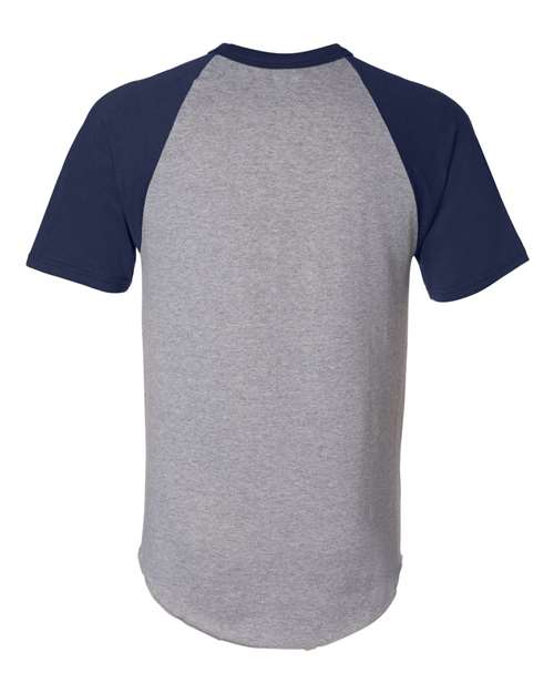 Augusta Sportswear 423 Unisex Raglan Baseball Jersey - Athletic Heather/ Navy - back
