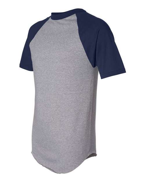 Augusta Sportswear 423 Unisex Raglan Baseball Jersey - Athletic Heather/ Navy - side