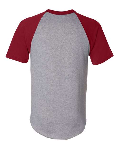 Augusta Sportswear 423 Unisex Raglan Baseball Jersey - Athletic Heather/ Red - back