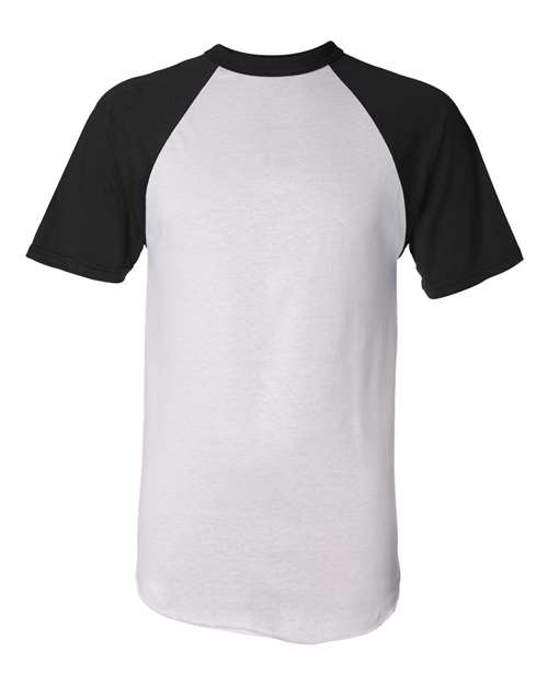 Augusta Sportswear 423 Unisex Raglan Baseball Jersey - White/ Black - front