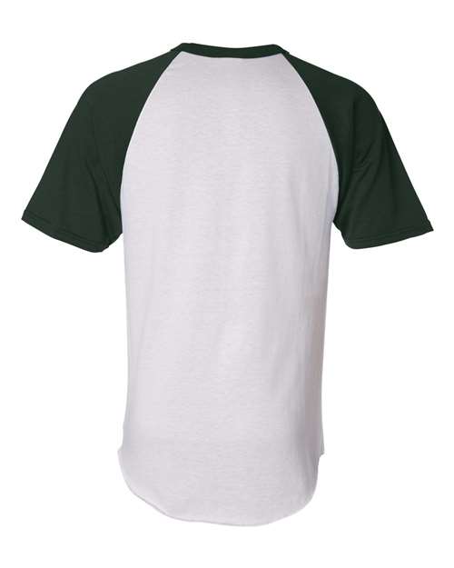 Augusta Sportswear 423 Unisex Raglan Baseball Jersey - White/ Dark Green - back