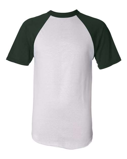 Augusta Sportswear 423 Unisex Raglan Baseball Jersey - White/ Dark Green - front
