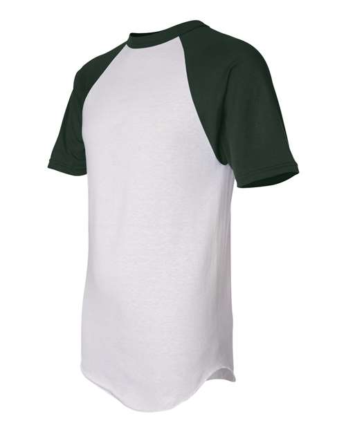 Augusta Sportswear 423 Unisex Raglan Baseball Jersey - White/ Dark Green - side