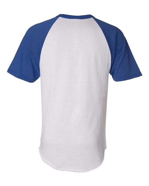 Augusta Sportswear 423 Unisex Raglan Baseball Jersey - White/ Royal - back