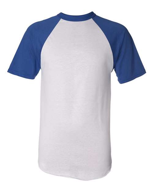 Augusta Sportswear 423 Unisex Raglan Baseball Jersey - White/ Royal - front