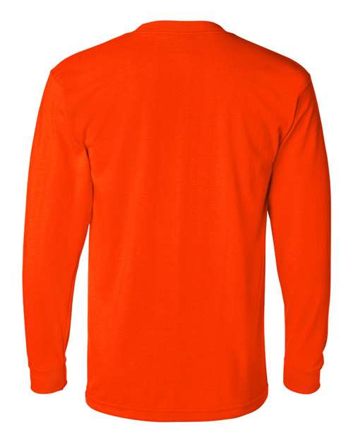 Bayside 1715 Men's USA-Made 50/50 Long Sleeve T-Shirt - Safety Orange - back