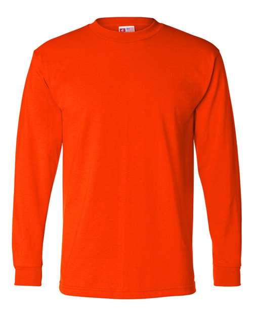 Bayside 1715 Men's USA-Made 50/50 Long Sleeve T-Shirt - Safety Orange - front