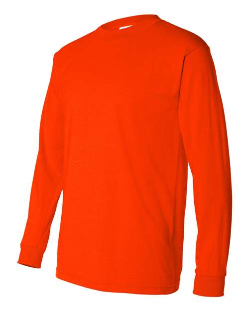 Bayside 1715 Men's USA-Made 50/50 Long Sleeve T-Shirt - Safety Orange - side