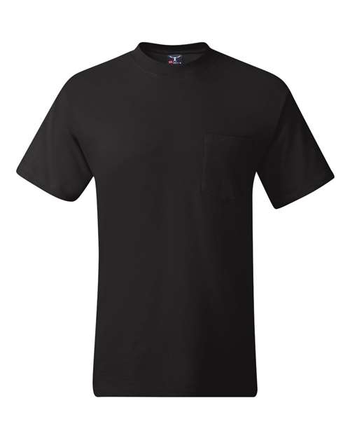 Hanes 5190 Unisex Beefy-T® Pocket T-Shirt - Black - front