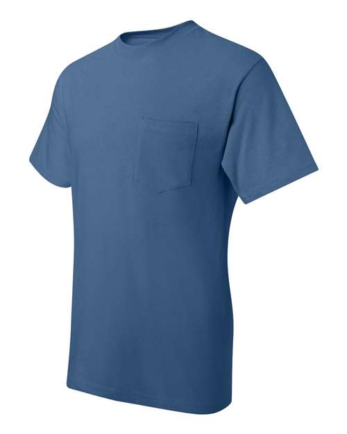Hanes 5190 Unisex Beefy-T® Pocket T-Shirt - Denim Blue - side