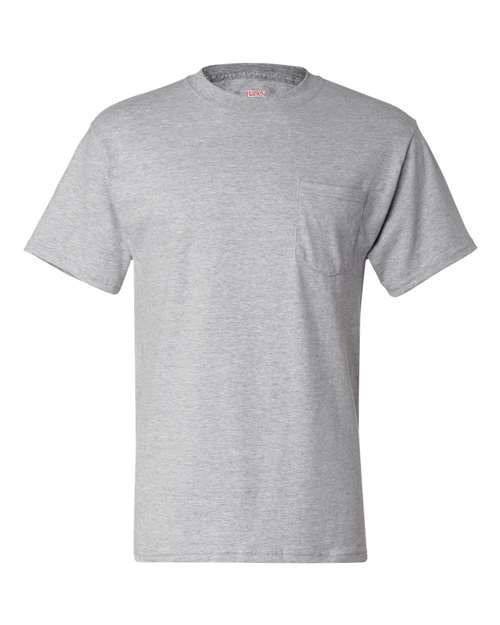 Hanes 5190 Unisex Beefy-T® Pocket T-Shirt - Light Steel - front