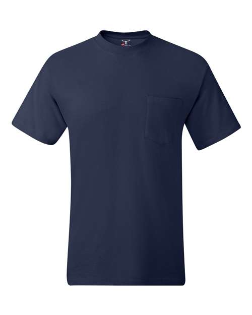 Hanes 5190 Unisex Beefy-T® Pocket T-Shirt - Navy - front