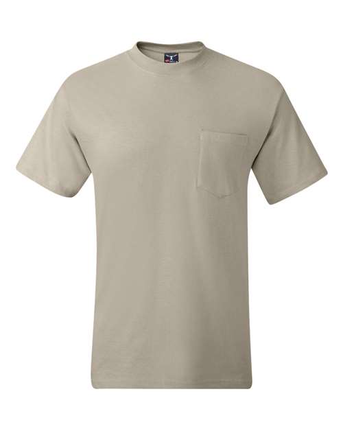 Hanes 5190 Unisex Beefy-T® Pocket T-Shirt - Sand - front