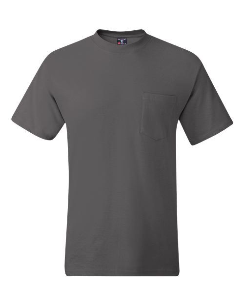 Hanes 5190 Unisex Beefy-T® Pocket T-Shirt - Smoke Grey - front