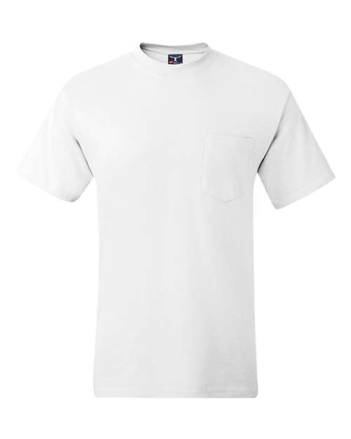 Hanes 5190 Unisex Beefy-T® Pocket T-Shirt - White - front