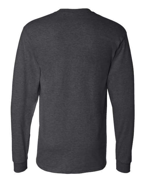Hanes 5186 Unisex Beefy-T® Long Sleeve T-Shirt - Charcoal Heather - back