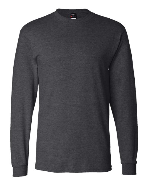 Hanes 5186 Unisex Beefy-T® Long Sleeve T-Shirt - Charcoal Heather - front