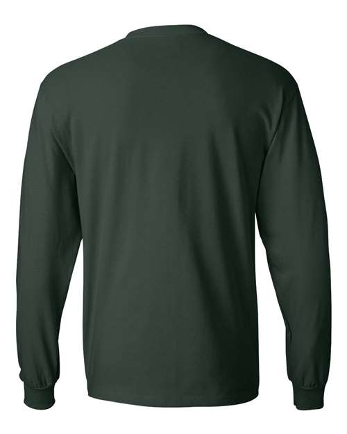 Hanes 5186 Unisex Beefy-T® Long Sleeve T-Shirt - Deep Forest - back