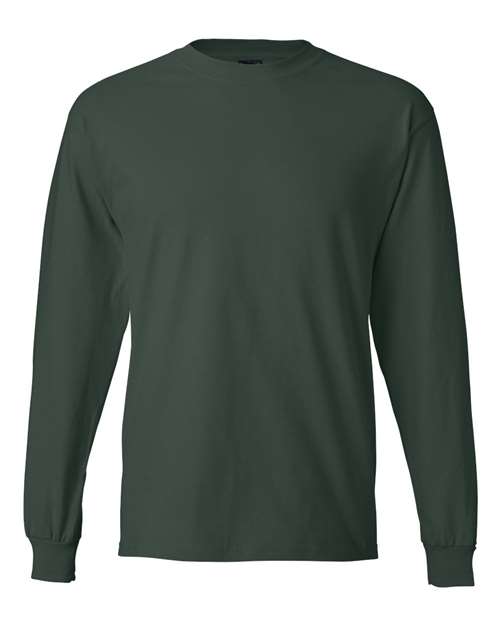 Hanes 5186 Unisex Beefy-T® Long Sleeve T-Shirt - Deep Forest - front