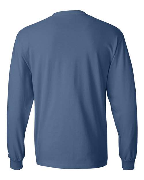 Hanes 5186 Unisex Beefy-T® Long Sleeve T-Shirt - Denim Blue - back