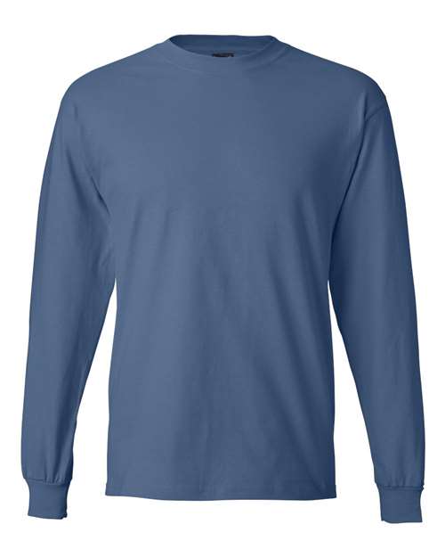 Hanes 5186 Unisex Beefy-T® Long Sleeve T-Shirt - Denim Blue - front