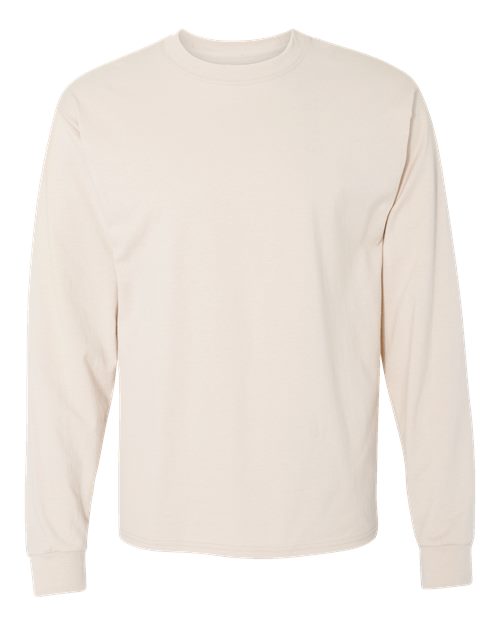 Hanes 5186 Unisex Beefy-T® Long Sleeve T-Shirt - Natural - front
