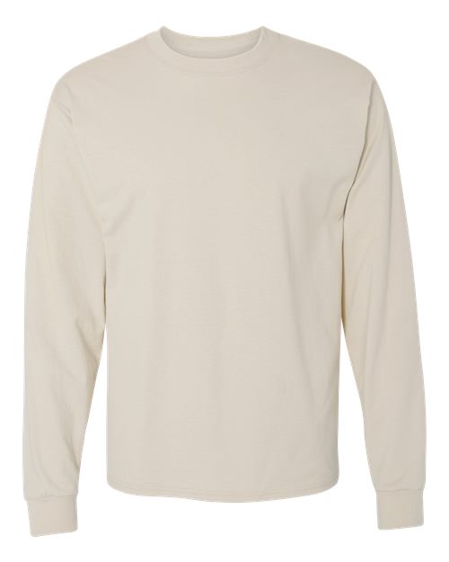 Hanes 5186 Unisex Beefy-T® Long Sleeve T-Shirt - Sand - front