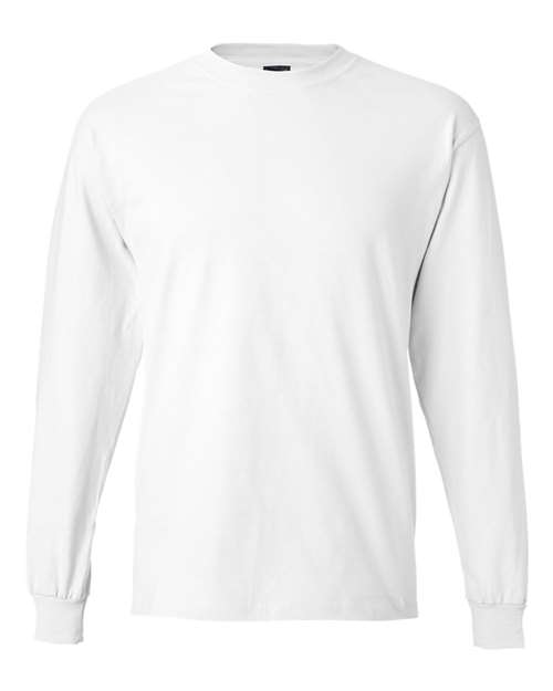 Hanes 5186 Unisex Beefy-T® Long Sleeve T-Shirt - White - front