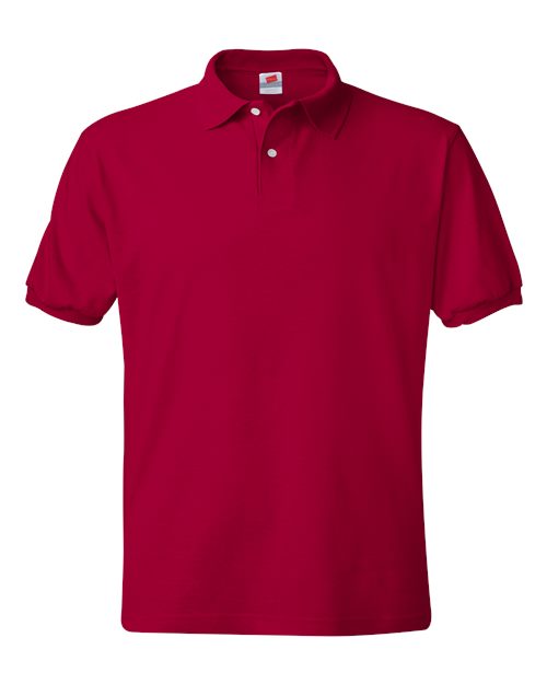Hanes 054X Unisex EcoSmart® Jersey Polo - Deep Red - front