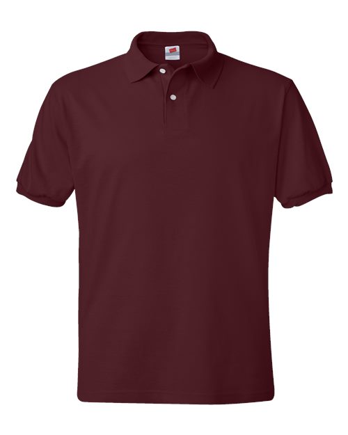 Hanes 054X Unisex EcoSmart® Jersey Polo - Maroon - front