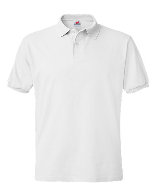 Hanes 054X Unisex EcoSmart® Jersey Polo - White - front