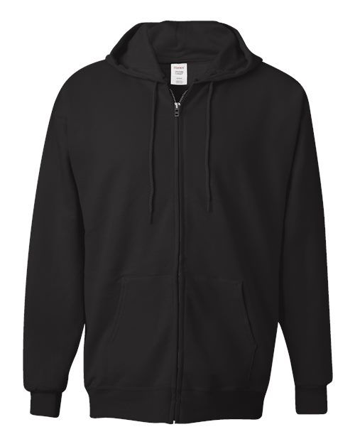 Hanes F280 Unisex Ultimate Cotton® Full-Zip Hooded Sweatshirt - Black - front