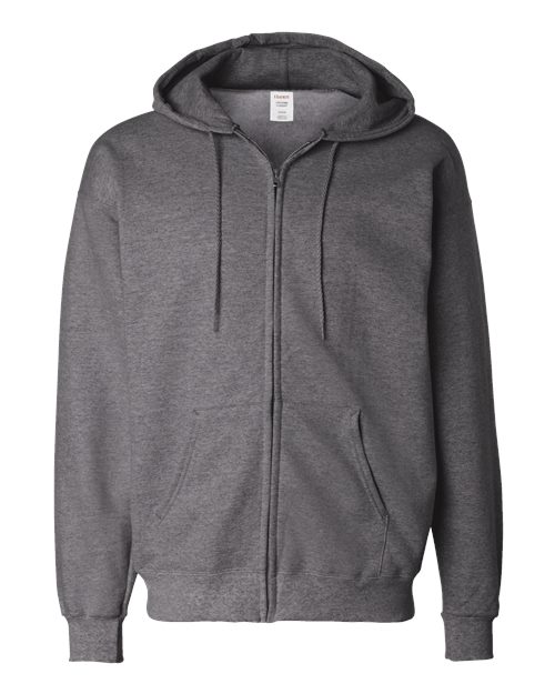 Hanes F280 Unisex Ultimate Cotton® Full-Zip Hooded Sweatshirt - Charcoal Heather - front