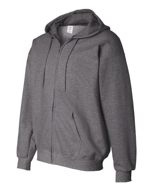 Hanes F280 Unisex Ultimate Cotton® Full-Zip Hooded Sweatshirt - Charcoal Heather - side