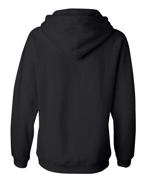 J. America 8836 Women's Sueded V-Neck Hooded Sweatshirt - Black - back