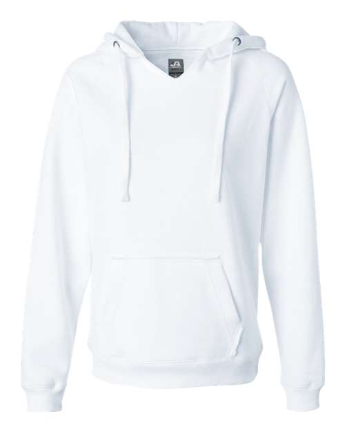 J. America 8836 Women's Sueded V-Neck Hooded Sweatshirt - White - front