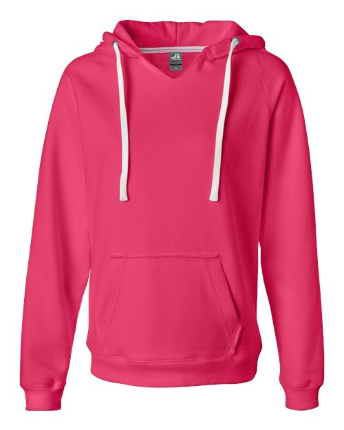 J. America 8836 Women's Sueded V-Neck Hooded Sweatshirt - Wildberry - front