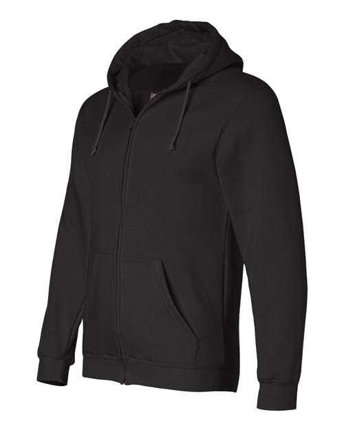 Bayside 900 Unisex USA-Made Full-Zip Hooded Sweatshirt - Black - side