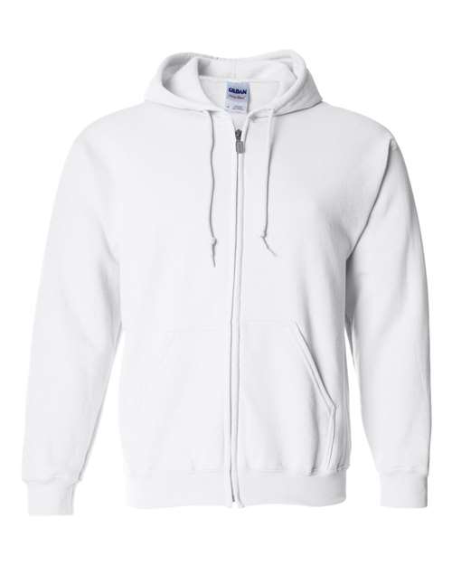 Gildan 18600 Unisex Heavy Blend™ Full-Zip Hooded Sweatshirt - White - front