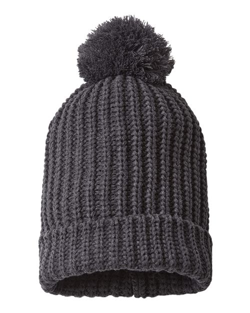 Richardson 143R Chunky Cable Beanie - Heather Charcoal - back