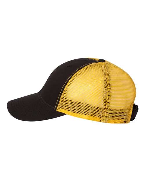 Valucap AH80 Bio-Washed Trucker Cap - Black/ Gold - side