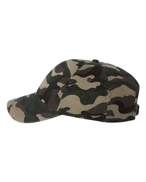 Valucap VC300A Bio-Washed Classic Dad Hat - Green Camo - side